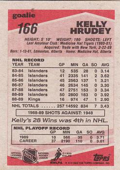 1989-90 Topps #166 Kelly Hrudey Back