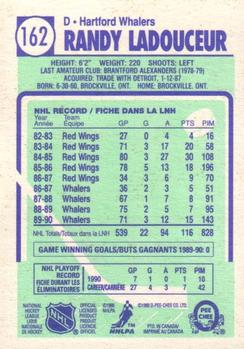 1990-91 O-Pee-Chee #162 Randy Ladouceur Back