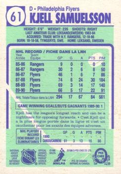 1990-91 O-Pee-Chee #61 Kjell Samuelsson Back