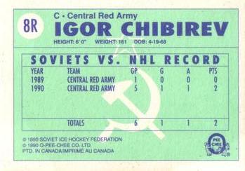 1990-91 O-Pee-Chee - Central Red Army #8R Igor Chibirev Back