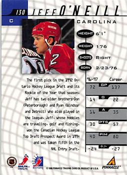 1997-98 Pinnacle Be a Player - Autographs #130 Jeff O'Neill Back