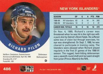 1990-91 Pro Set #486 Richard Pilon Back