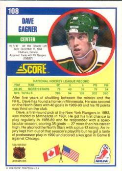 1990-91 Score American #108 Dave Gagner Back