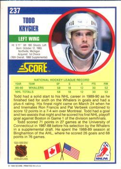 1990-91 Score American #237 Todd Krygier Back