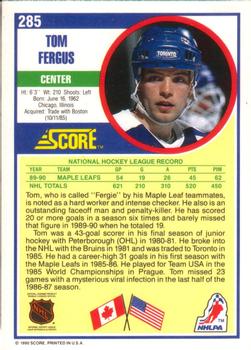 1990-91 Score American #285 Tom Fergus Back