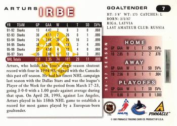 1997-98 Score - Golden Blades #7 Arturs Irbe Back