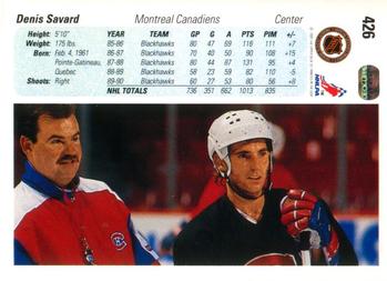 1990-91 Upper Deck #426 Denis Savard Back