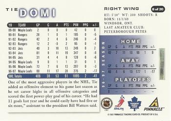 1997-98 Score Toronto Maple Leafs #8 Tie Domi Back