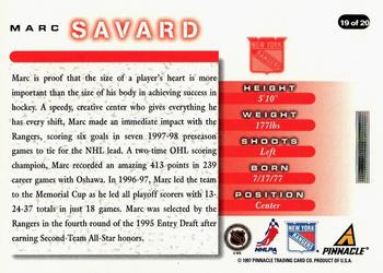 1997-98 Score New York Rangers #19 Marc Savard Back