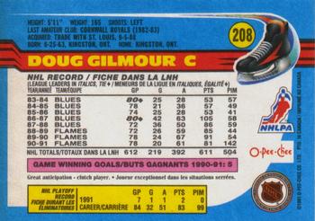 1991-92 O-Pee-Chee #208 Doug Gilmour Back