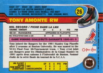 1991-92 O-Pee-Chee #26 Tony Amonte Back