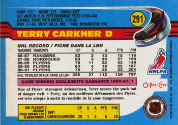 1991-92 O-Pee-Chee #291 Terry Carkner Back