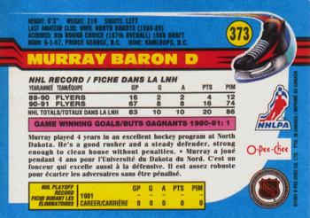 1991-92 O-Pee-Chee #373 Murray Baron Back