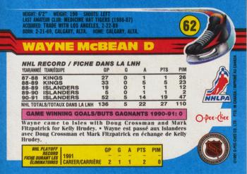 1991-92 O-Pee-Chee #62 Wayne McBean Back