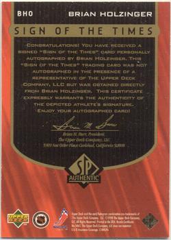 1997-98 SP Authentic - Sign of the Times #BH2 Brian Holzinger Back