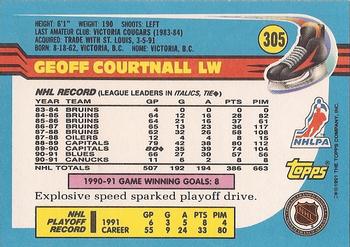 1991-92 Topps #305 Geoff Courtnall Back