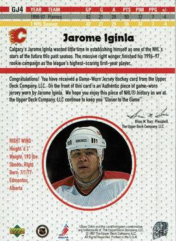 1997-98 Upper Deck - Game Jerseys #GJ4 Jarome Iginla Back