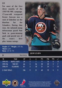 1997-98 Upper Deck Black Diamond - Quadruple Diamond #10 Kenny Jonsson Back