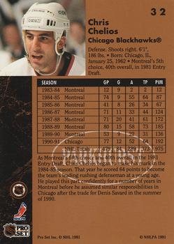 1991-92 Parkhurst #32 Chris Chelios Back