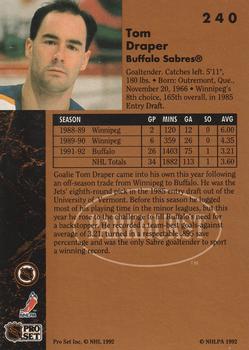 1991-92 Parkhurst #240 Tom Draper Back