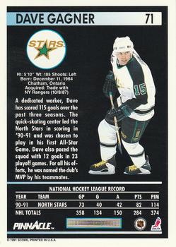 1991-92 Pinnacle #71 Dave Gagner Back