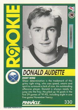1991-92 Pinnacle #330 Donald Audette Back