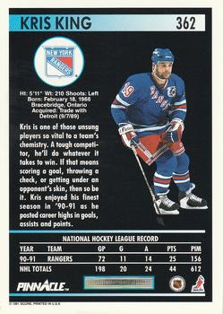 1991-92 Pinnacle #362 Kris King Back