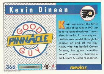 1991-92 Pinnacle #366 Kevin Dineen Back