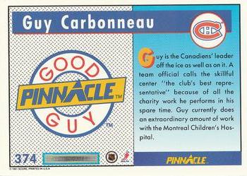 1991-92 Pinnacle #374 Guy Carbonneau Back