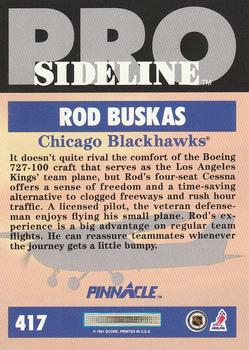 1991-92 Pinnacle #417 Rod Buskas Back