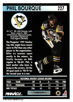 1991-92 Pinnacle #227 Phil Bourque Back