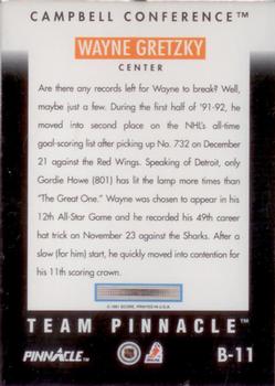 1991-92 Pinnacle - Team Pinnacle #B11 Wayne Gretzky Back