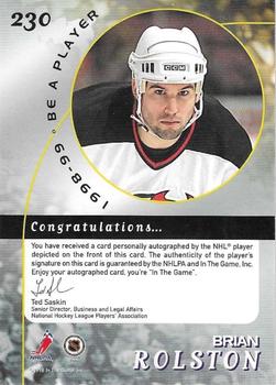 1998-99 Be a Player - Autographs #230 Brian Rolston Back