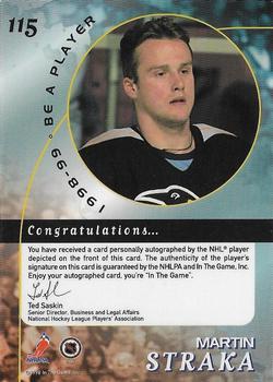 1998-99 Be a Player - Autographs Gold #115 Martin Straka Back