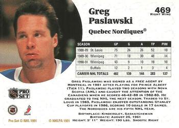 1991-92 Pro Set #469 Greg Paslawski Back