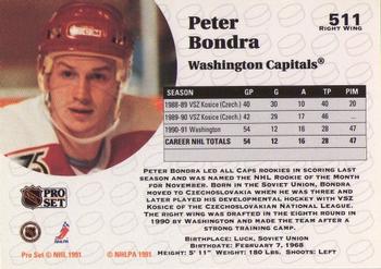1991-92 Pro Set #511 Peter Bondra Back