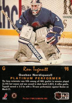1991-92 Pro Set Platinum #98 Ron Tugnutt Back