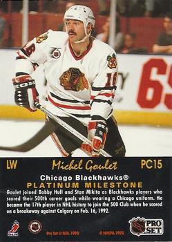 1991-92 Pro Set Platinum - Collectibles #PC15 Michel Goulet Back