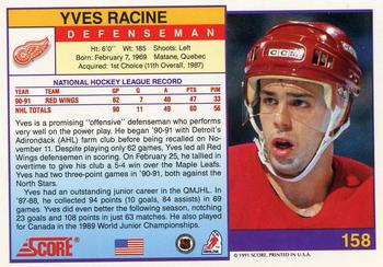 1991-92 Score American #158 Yves Racine Back