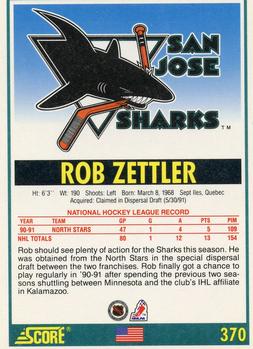 1991-92 Score American #370 Rob Zettler Back
