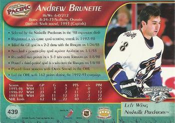 1998-99 Pacific - Ice Blue #439 Andrew Brunette Back