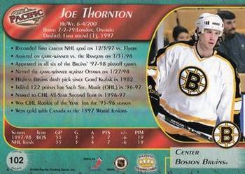 1998-99 Pacific - Red #102 Joe Thornton Back