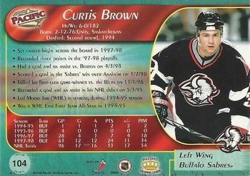 1998-99 Pacific - Red #104 Curtis Brown Back