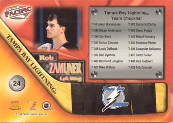 1998-99 Pacific - Team Checklists #24 Rob Zamuner Back