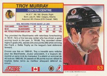 1991-92 Score Canadian Bilingual #53 Troy Murray Back