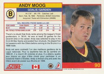 1991-92 Score Canadian Bilingual #90 Andy Moog Back