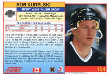 1991-92 Score Canadian Bilingual #154 Bob Kudelski Back