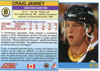 1991-92 Score Canadian Bilingual #473 Craig Janney Back