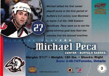 1998-99 Pacific Crown Royale - Pivotal Players #3 Michael Peca Back