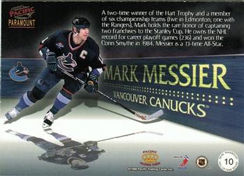 1998-99 Pacific Paramount - Hall of Fame Bound #10 Mark Messier Back